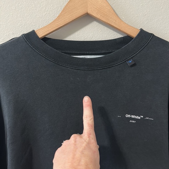 OFF-WHITE c/o Virgil Abloh "Main Label" Black Sweatshirt Men's Medium - Picture 6 of 16